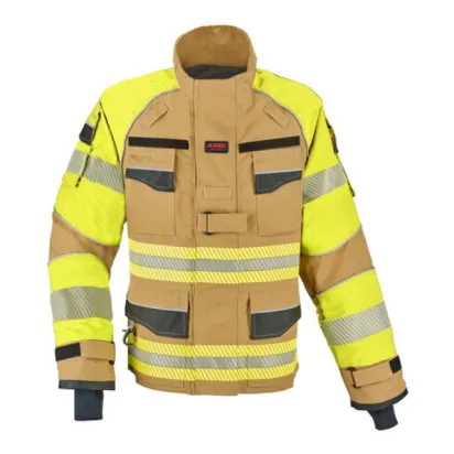 Einsatzjacke THL X-pro Solution, gold/leuchtgelb, Aufdruck gelb