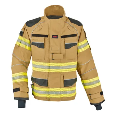 Einsatzjacke THL X-pro Solution, gold, Rückenschild FEUERWEHR silber reflektierend