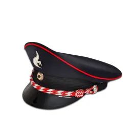 Schirmmütze, Kordel silberfarbig/rot