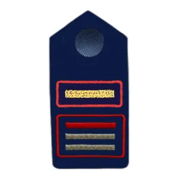 Schulterklappen, auf blauem Köper, Knopf blau