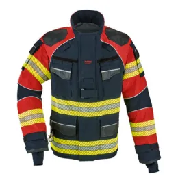 Einsatzjacke THL X-pro Solution, dunkelblau/rot, Rückenschild leuchtgelb